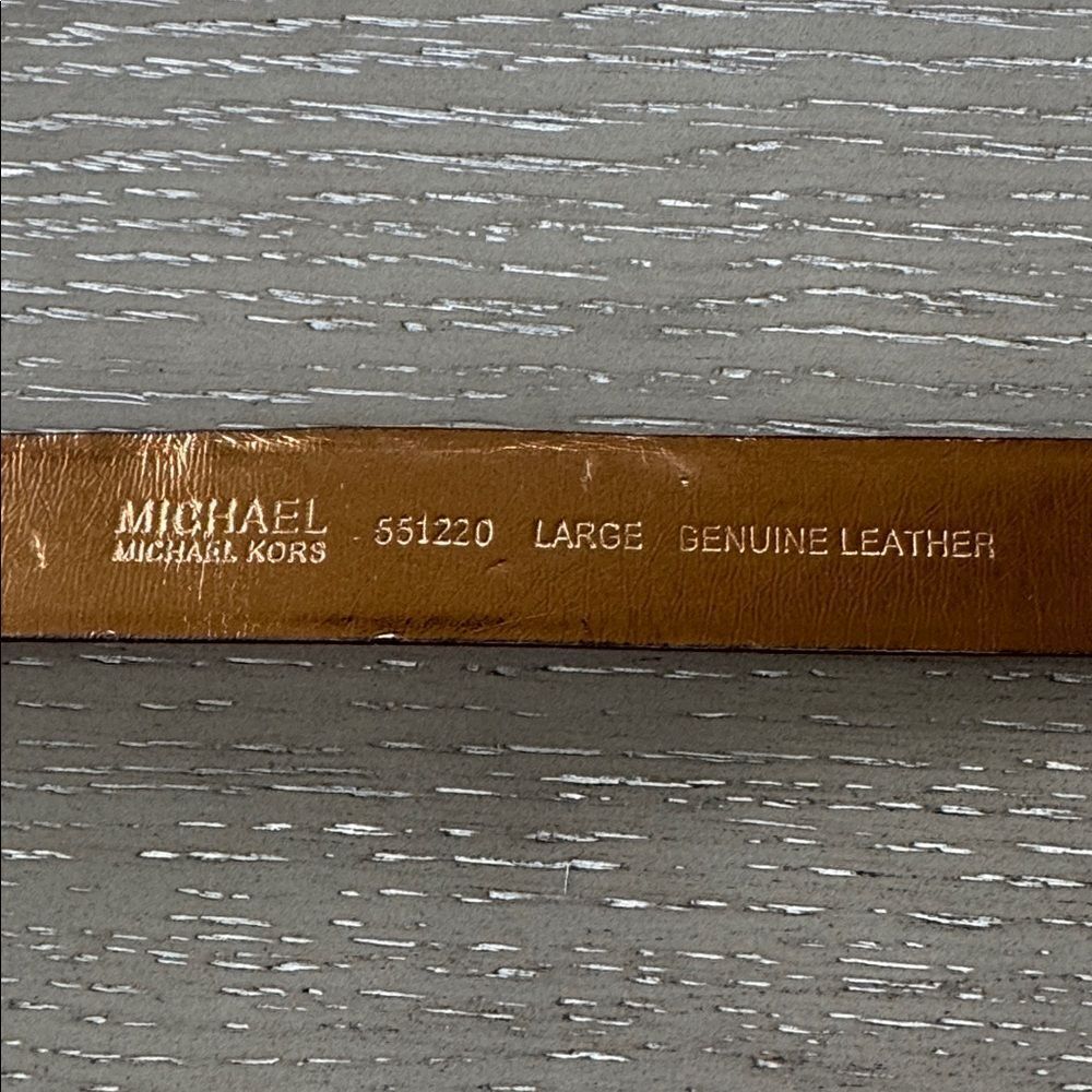 Michael Kors Brown Orange Leather Belt with Gold Tone Buckle Snake Print Size L - Picture 4 of 12